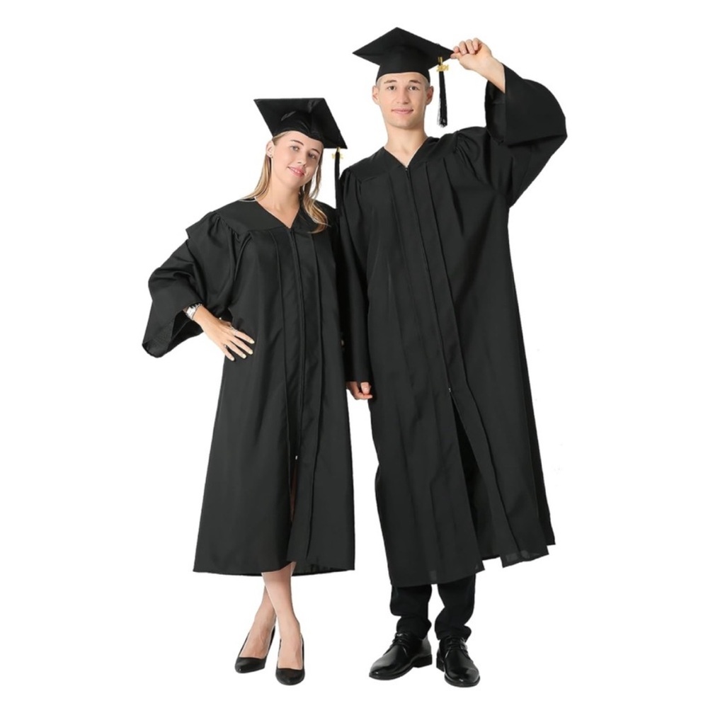 Black Graduation gown with green stole